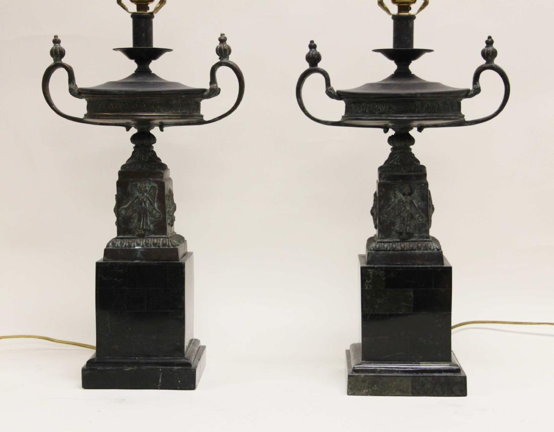 Pair Maitland Smith Bronze & Marble Grecian Lamps (1 of 5)