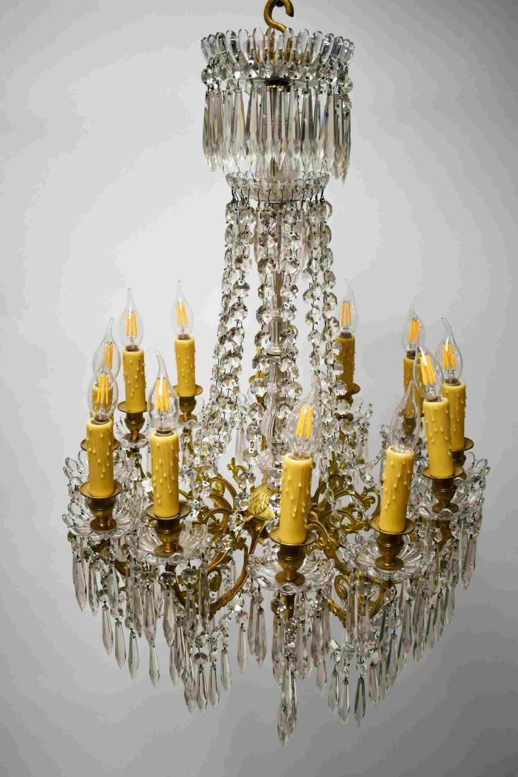 Regency Gilt & Draped Crystal 12 Arm Chandelier (1 of 3)