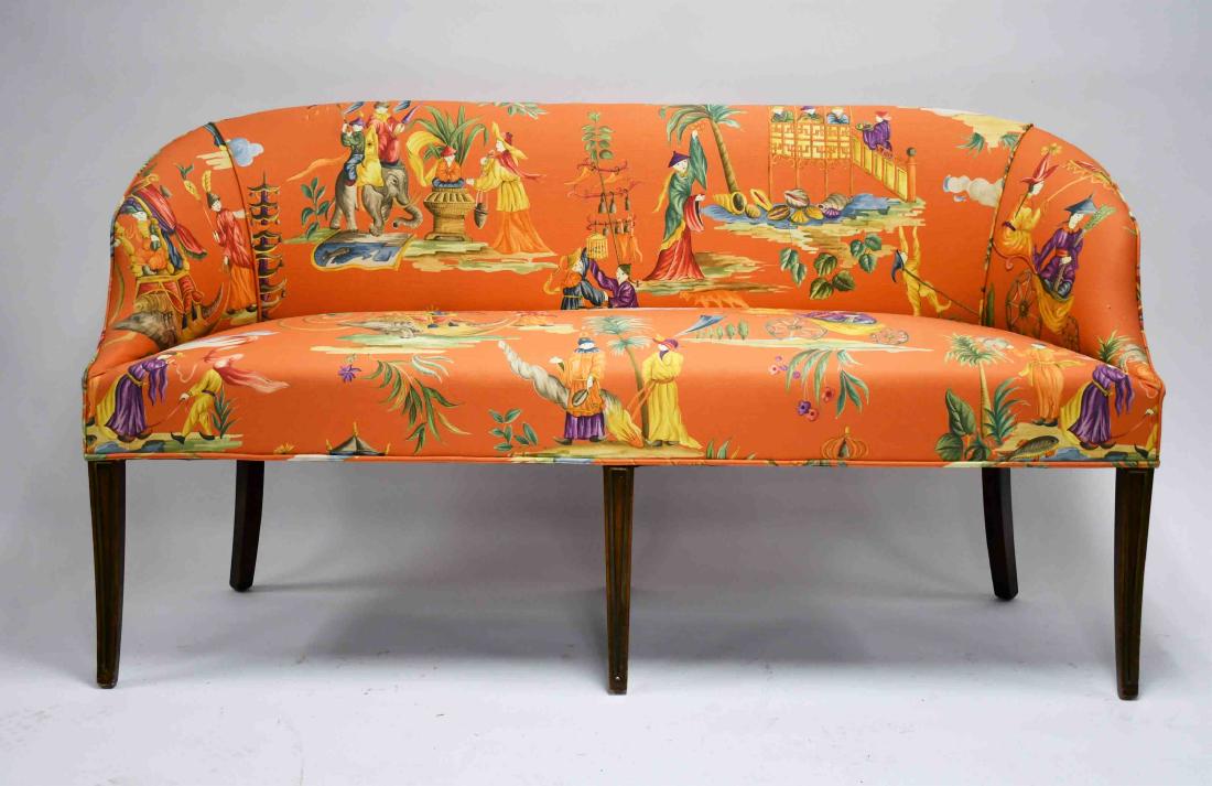 Federal Saber Leg Chinoiserie Upholstered LoveSeat (1 of 6)