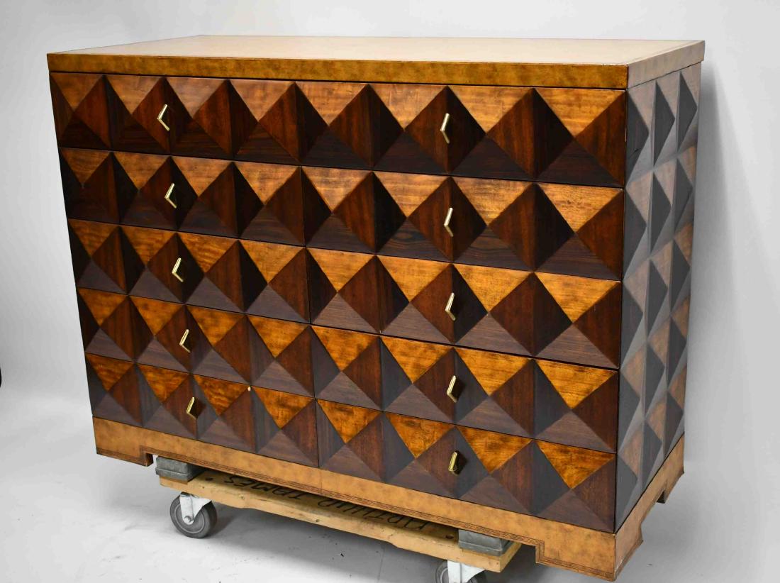 Maitland Smith Pyramid Burl Front Leather Chest (1 of 6)