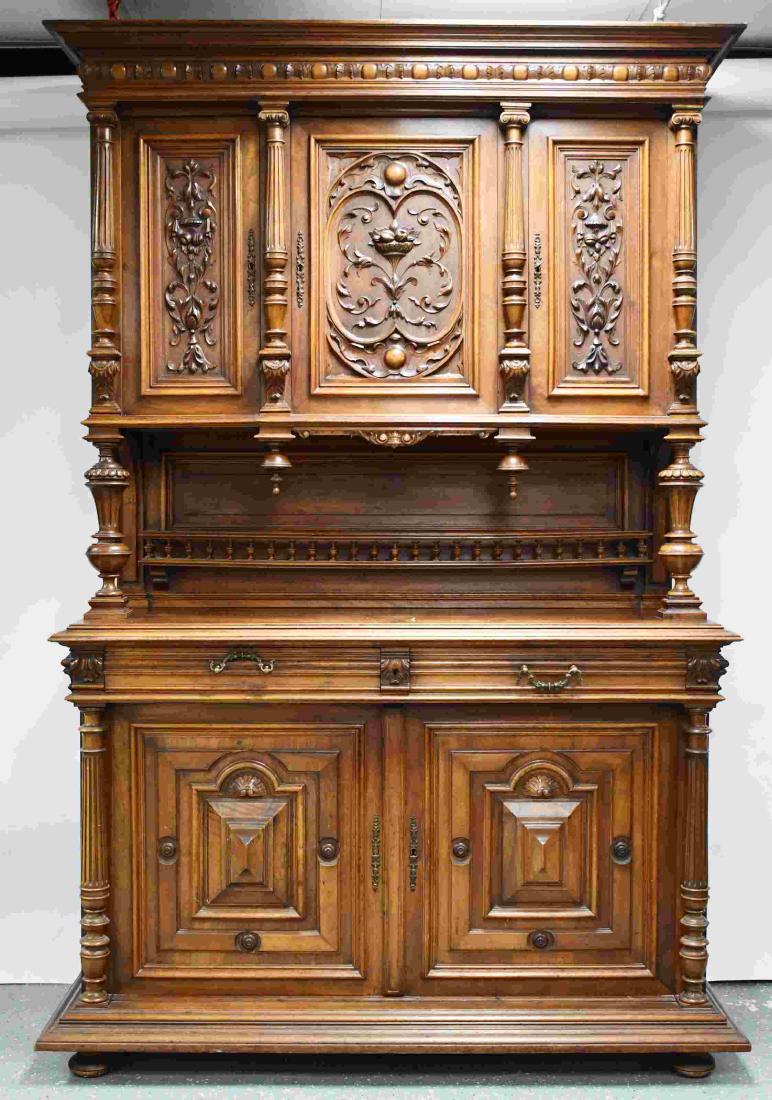 19c Austrian Carved Walnut Sideboard Bar Cabinet (1 of 9)