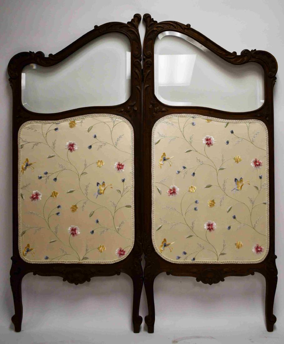 Louis XIV Dressing Screen w Silk & Glass Panels (1 of 4)