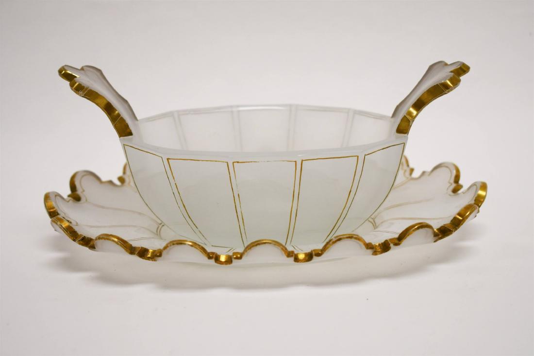19c Opaline Gilt & Cut Glass Compote w Under Tray (1 of 7)