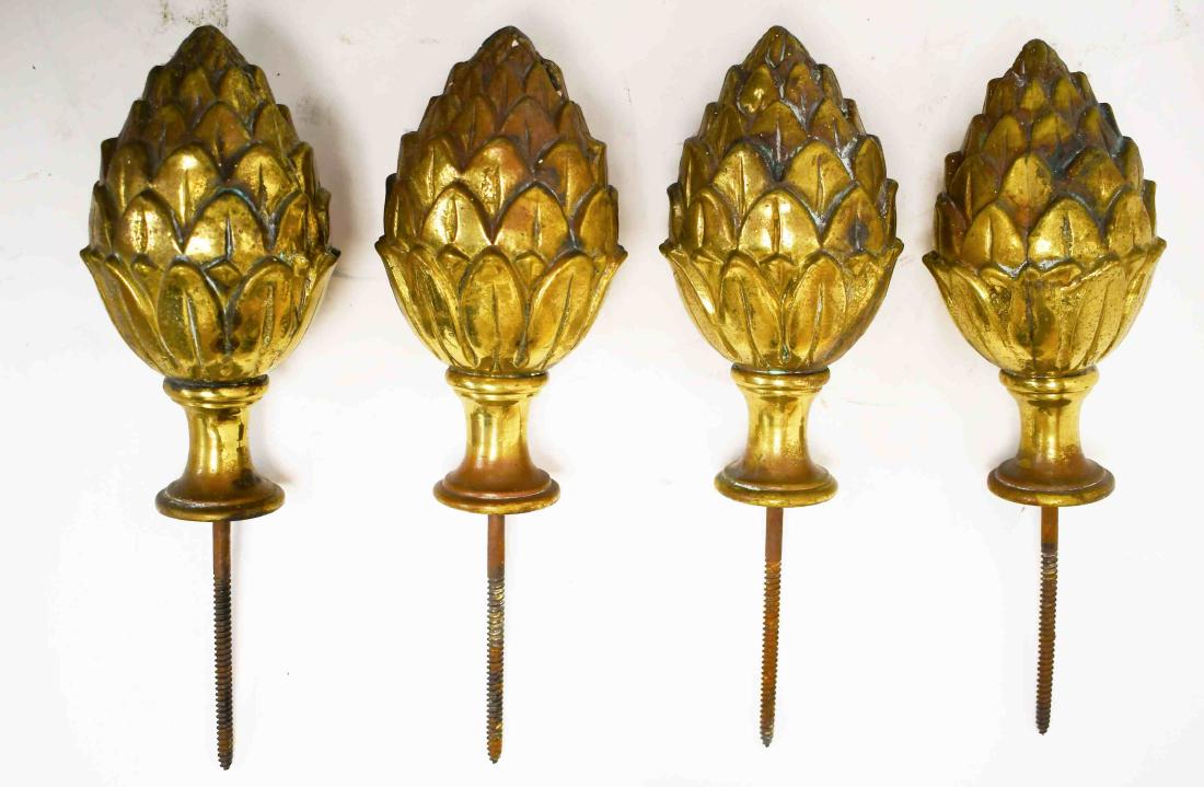(4) 19c Gilt Bronze Pineapple / Artichoke Finials (1 of 4)