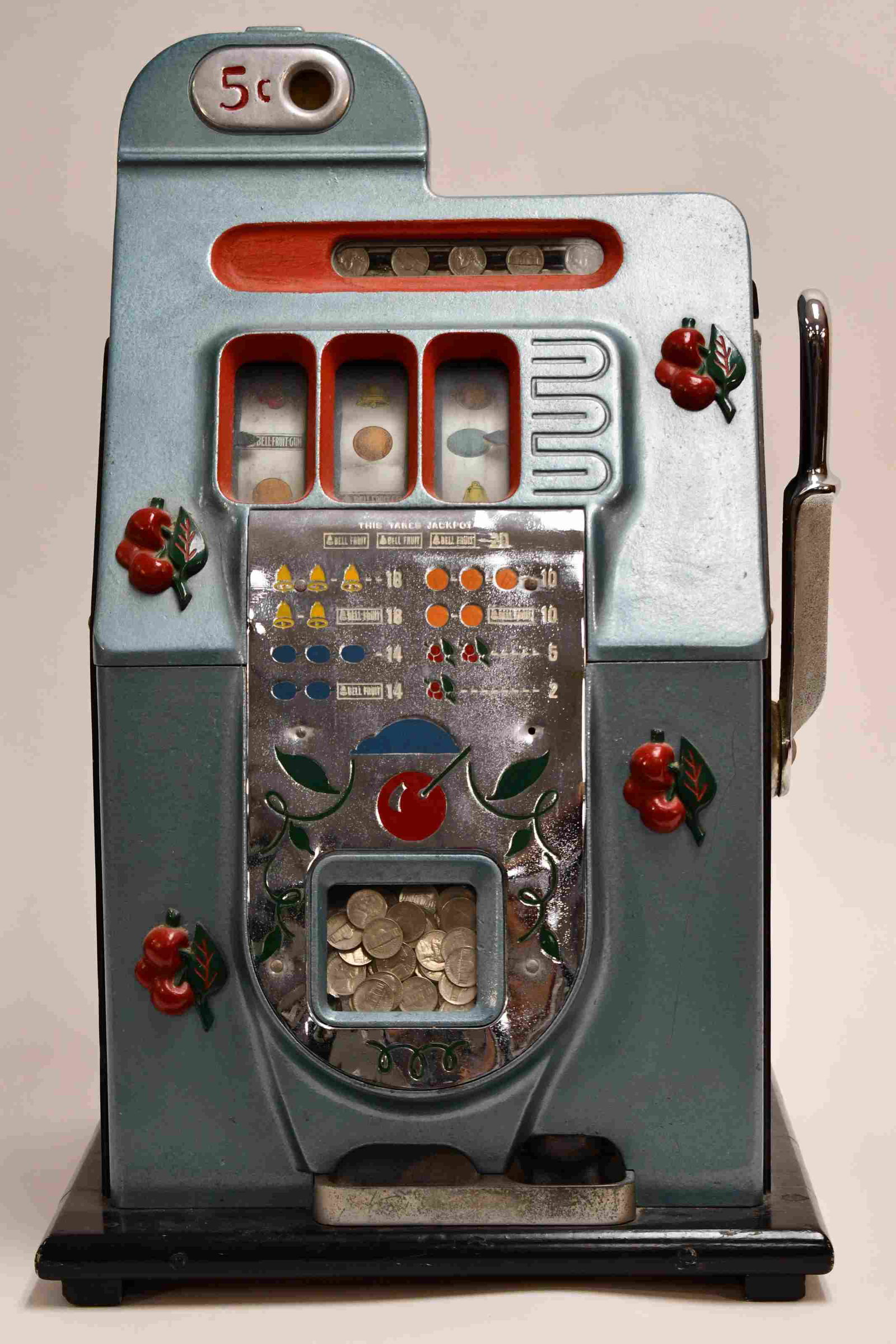 1940's Mills 5 Cent Slot Machine w Cherries (1 of 4)
