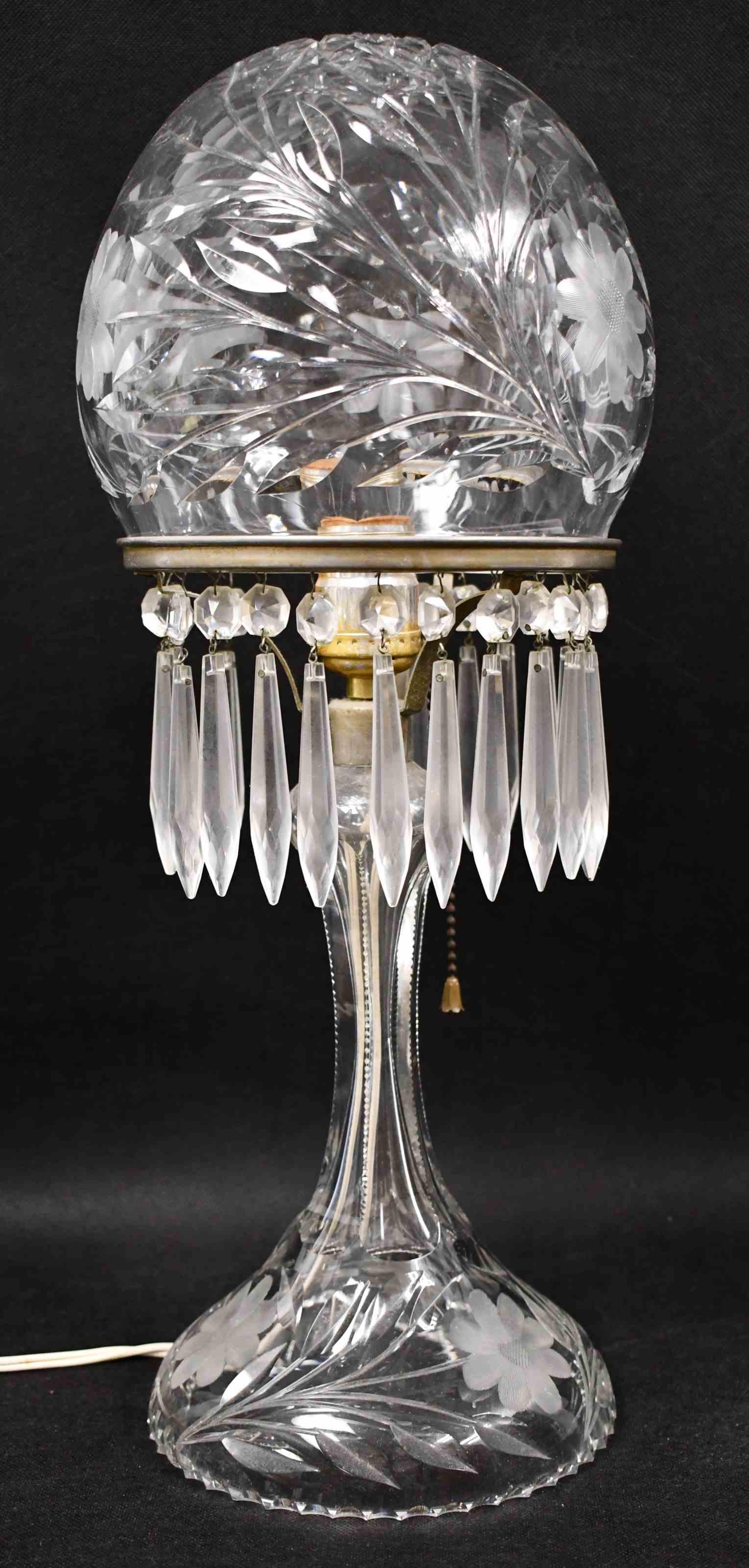 Domed American Brilliant Cut Crystal Boudoir Lamp (1 of 5)