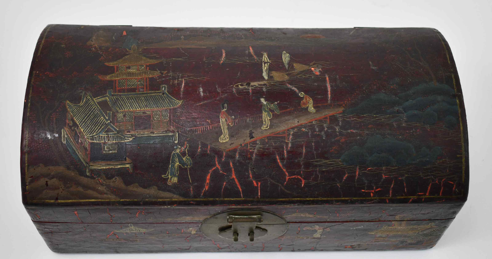 Antique Chinese Lacquered Leather Dresser Chest (1 of 6)