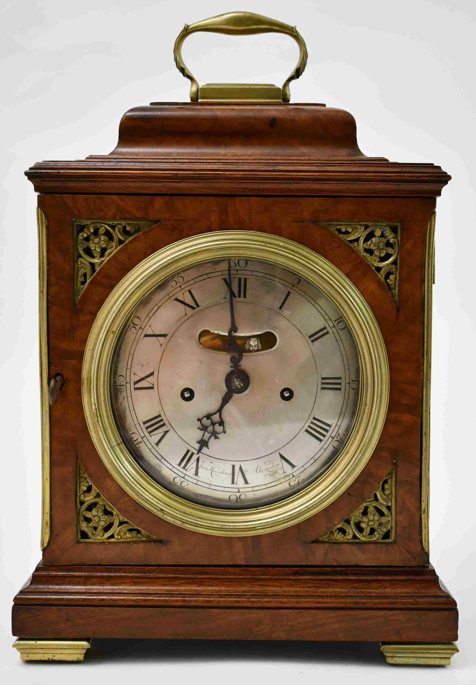 19c Harding English Bracket Clock Burl Walnut Case (1 of 11)