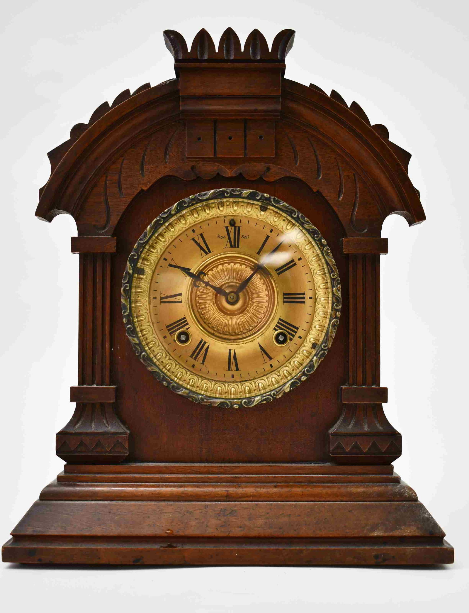 19c Victorian 8-day Ansonia NY Walnut Mantle Clock (1 of 4)