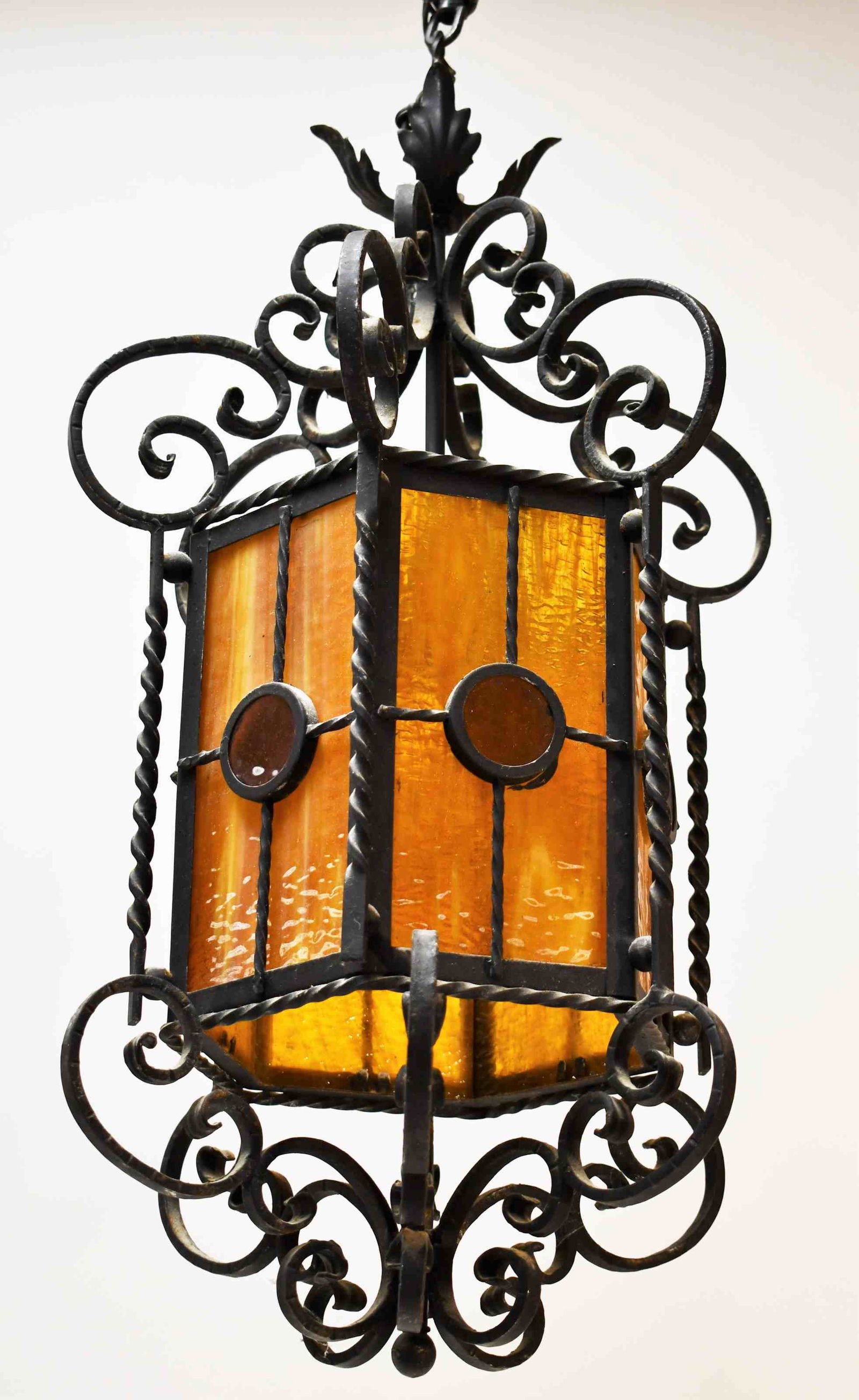 Misner Gothic Iron & Slag Glass Pendant Light (1 of 3)