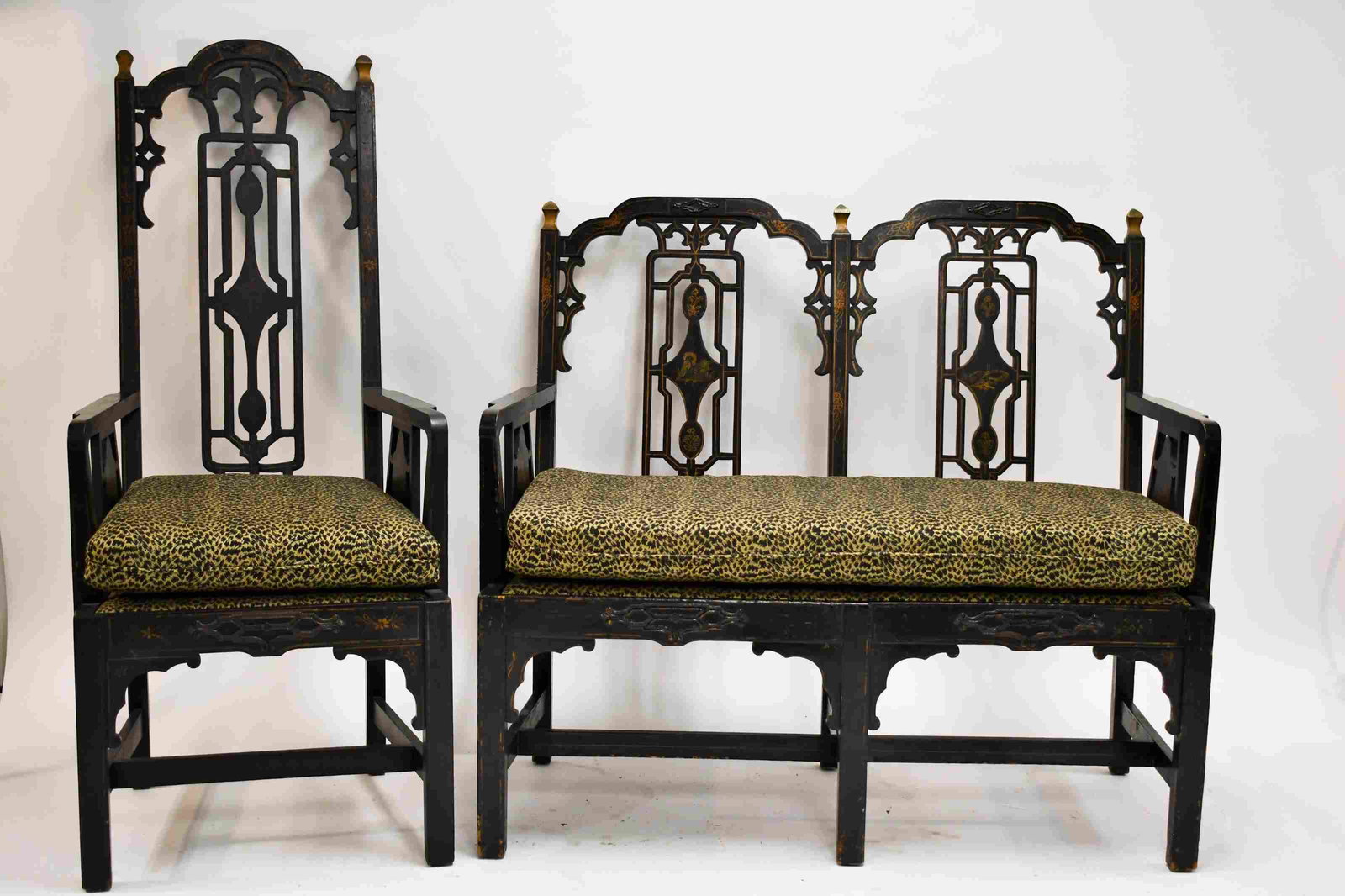 19c Gothic Hall Bench & Matching Captains Chair (1 of 10)