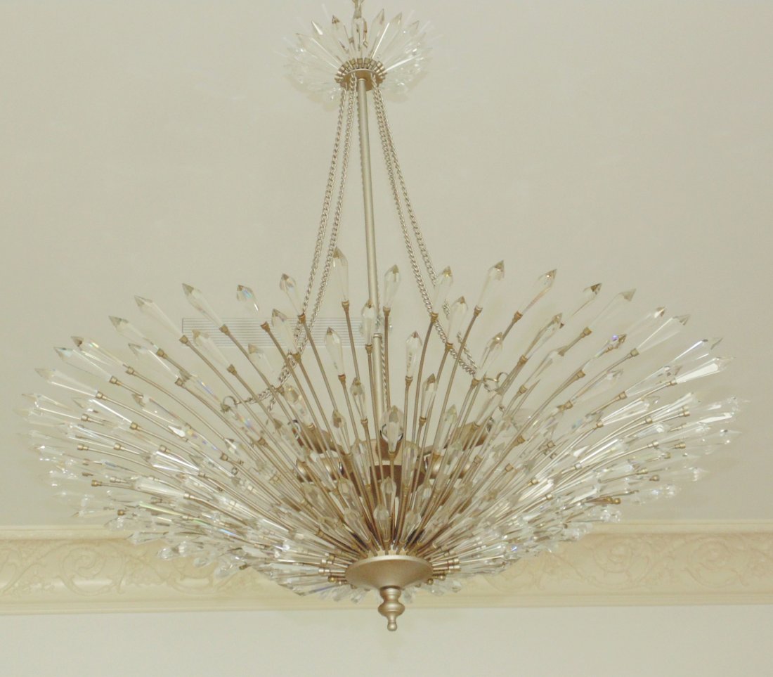 Crystal & Chrome Sunburst Chandelier (1 of 2)