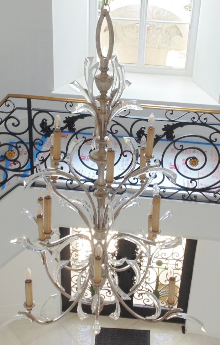Large Chrome & Lucite Chandelier (1 of 2)