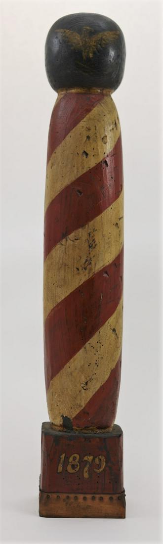 19c Painted Barber Pole w Eagle Dated 1879 (1 of 6)