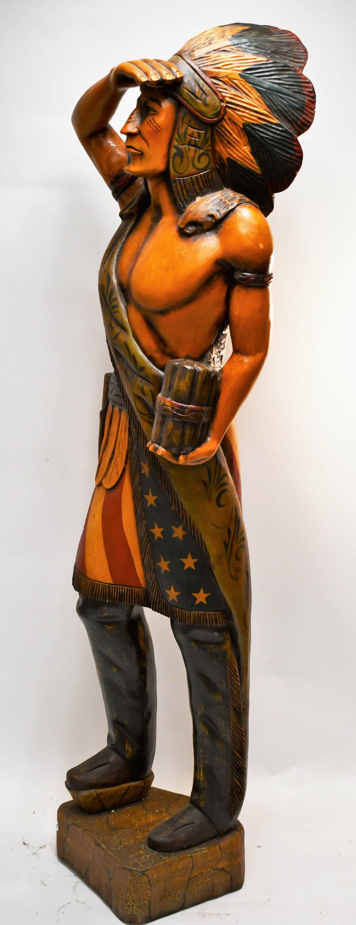 Life Size Painted Wood Cigar Store Indian Chief (1 of 14)