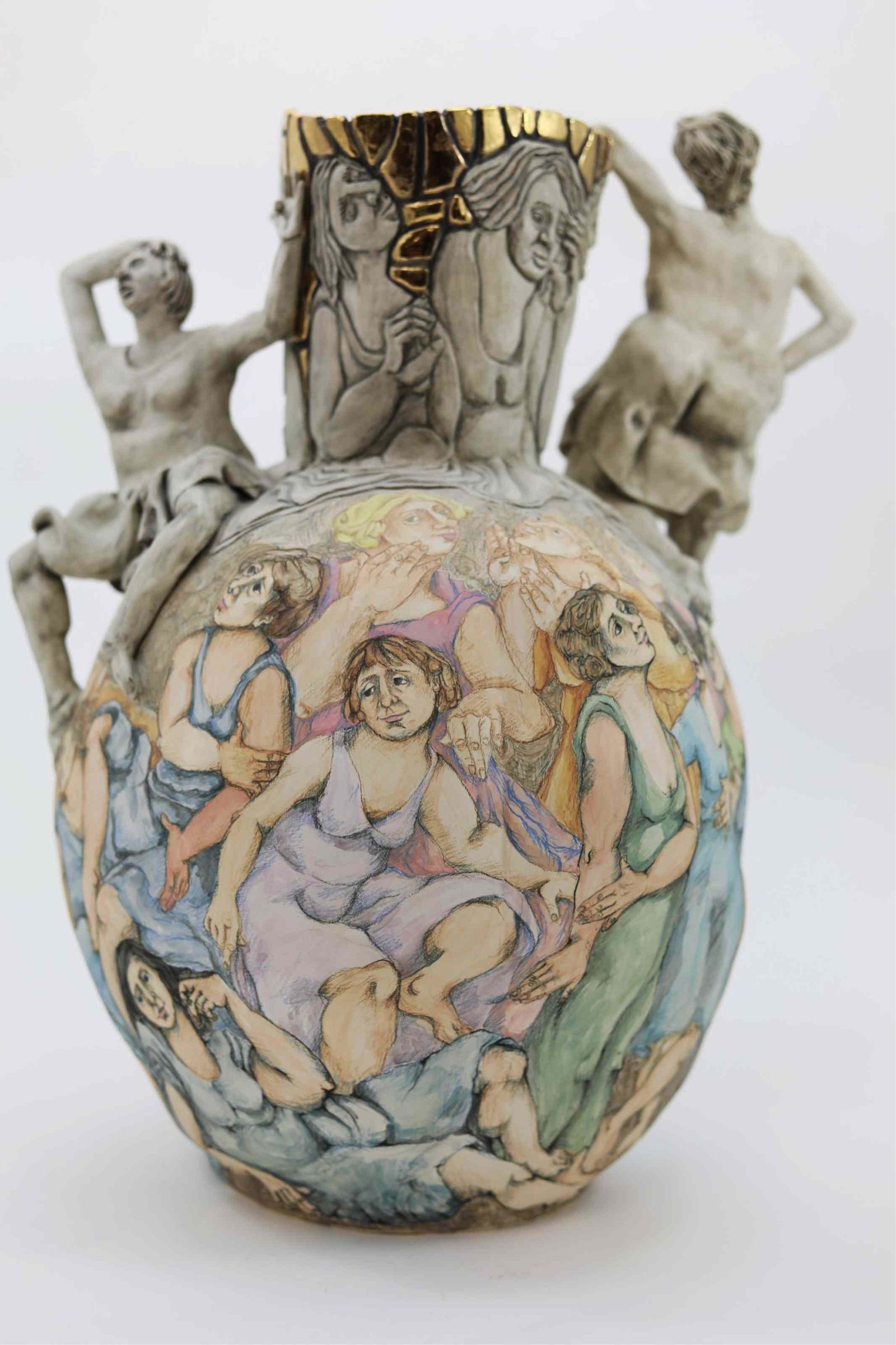 Mary Lou Higgins Large Female Figural Pottery Vase (1 of 9)