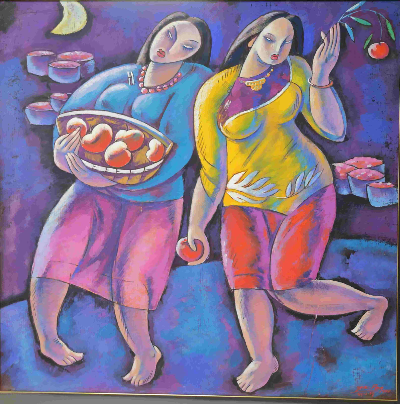 Y.X. Pan Impressionist Gouache Painting on Silk (1 of 6)