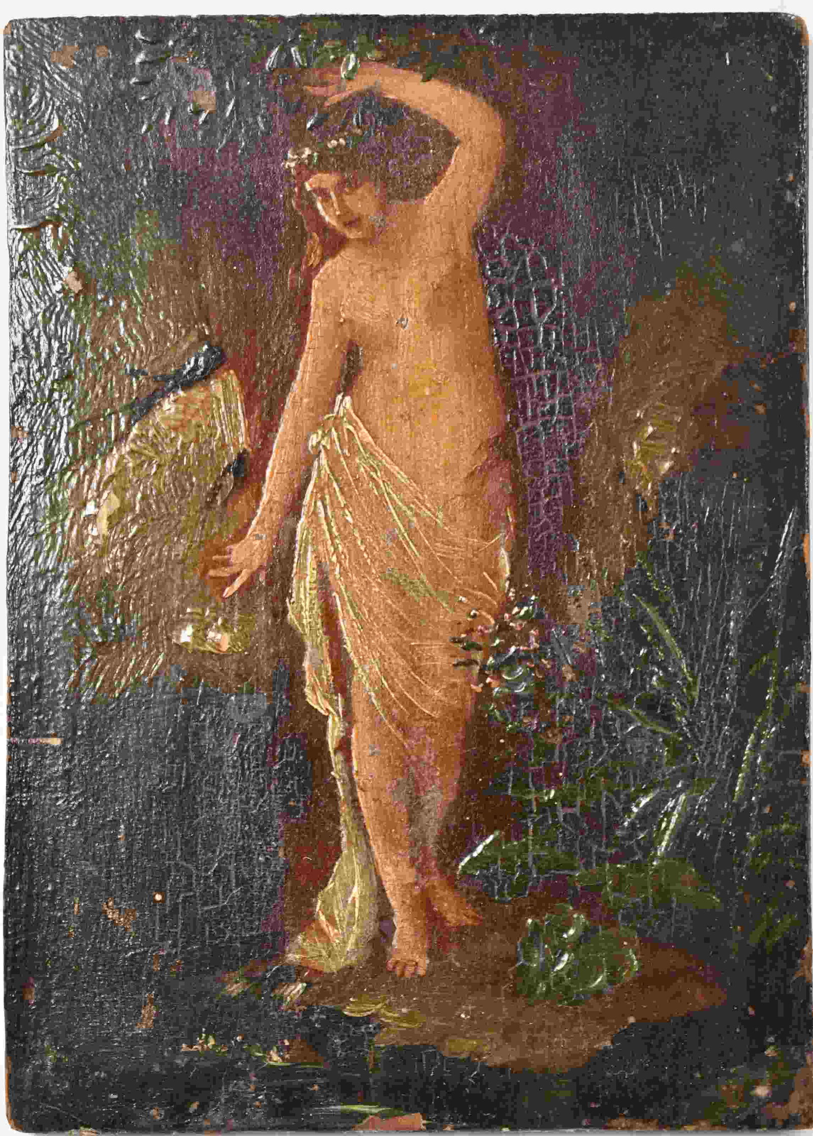 19c Oil Painting on Wood Panel "Birth of Venus": 19th Century oil painting on a wood panel depicting the "Birth of Venus". Excellent condition. Measures 4" x 5.75".