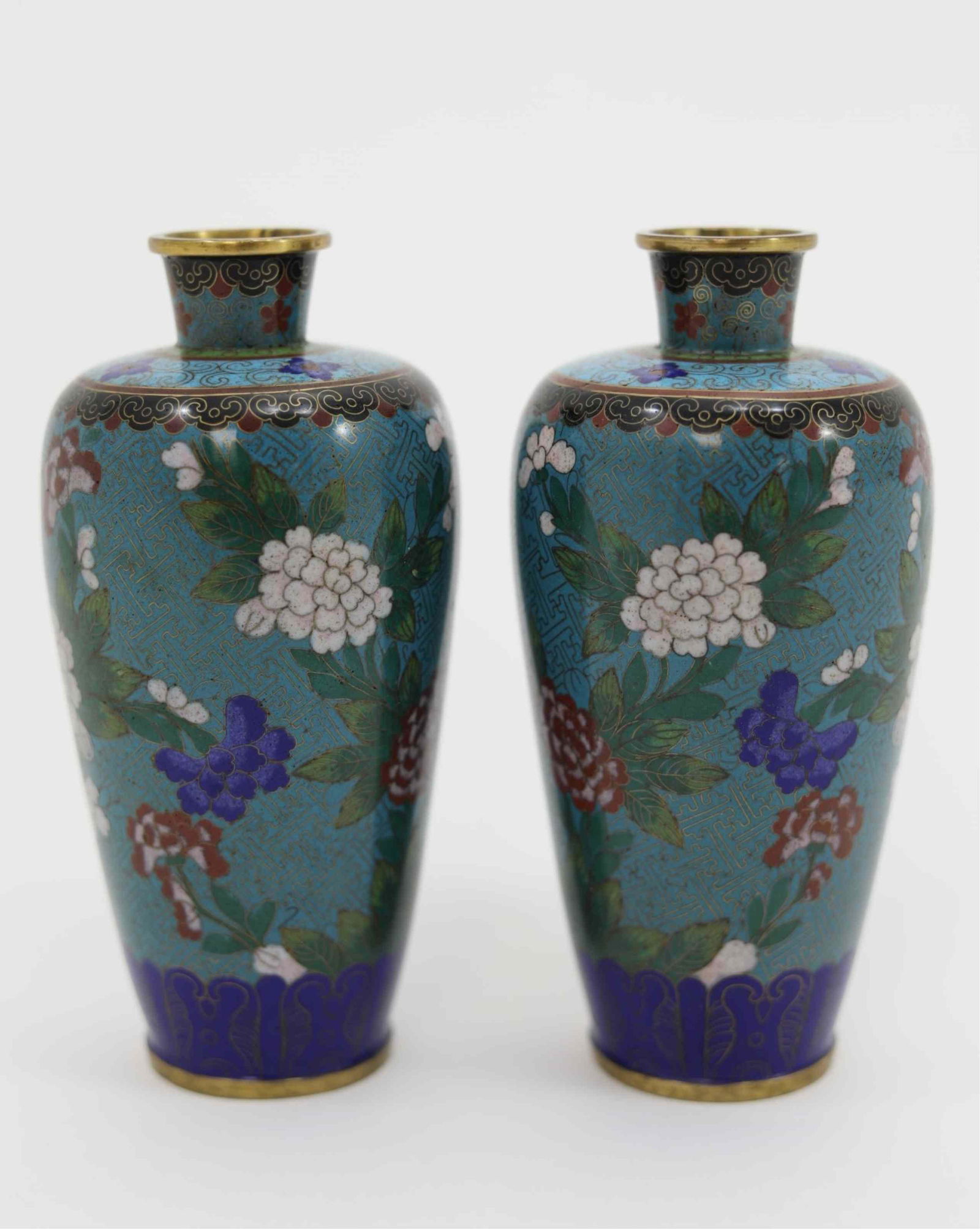 Pair of Cloisonne Vases w Chrysanthemums (1 of 6)