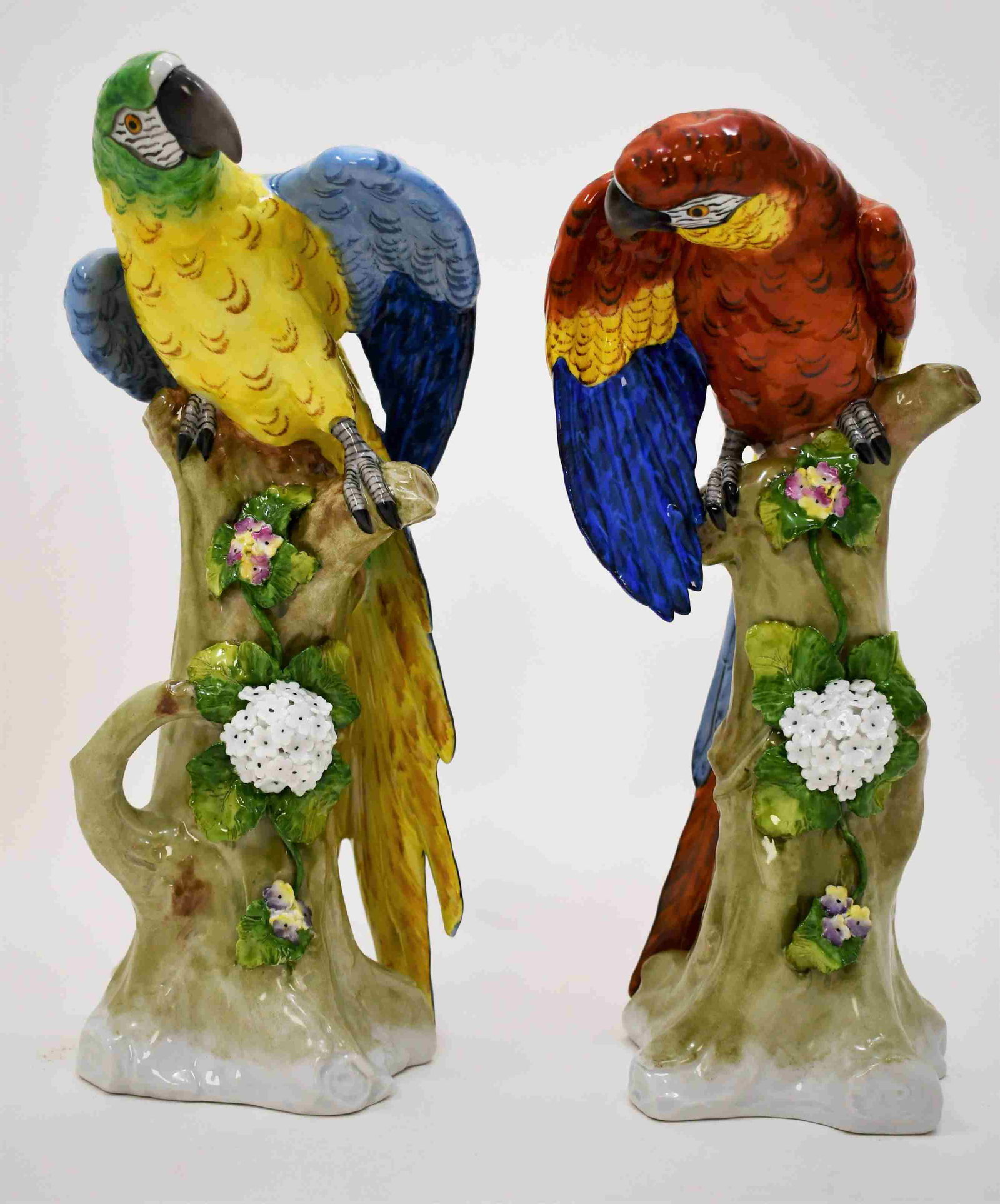 (2) Large 19c Dresden Sitzendorf Porcelain Parrots (1 of 13)
