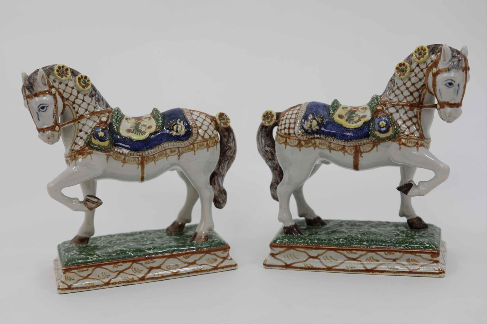 Pr 18c French Painted Porcelain Ardennais Horses (1 of 6)