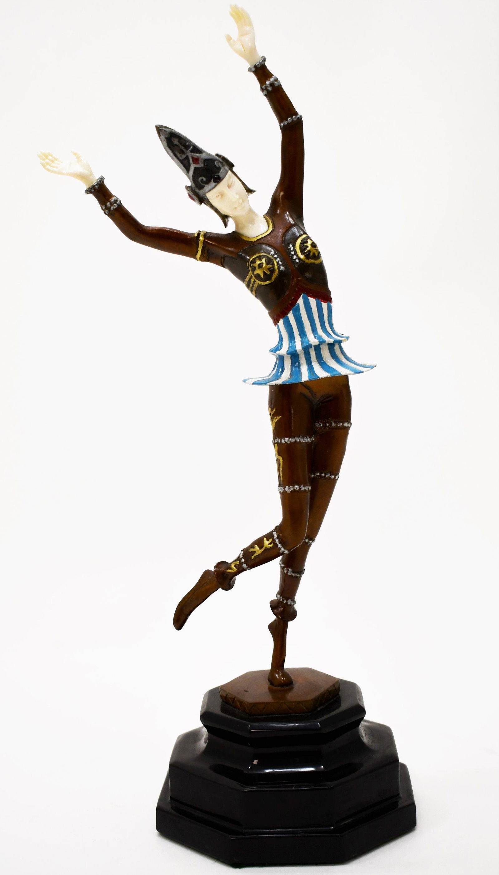 Cold Painted Bronze Sculpture Art Deco Dancer (1 of 4)