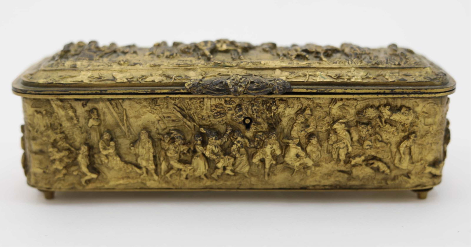 19c English Village Life Gold Gilt Dresser Box (1 of 8)