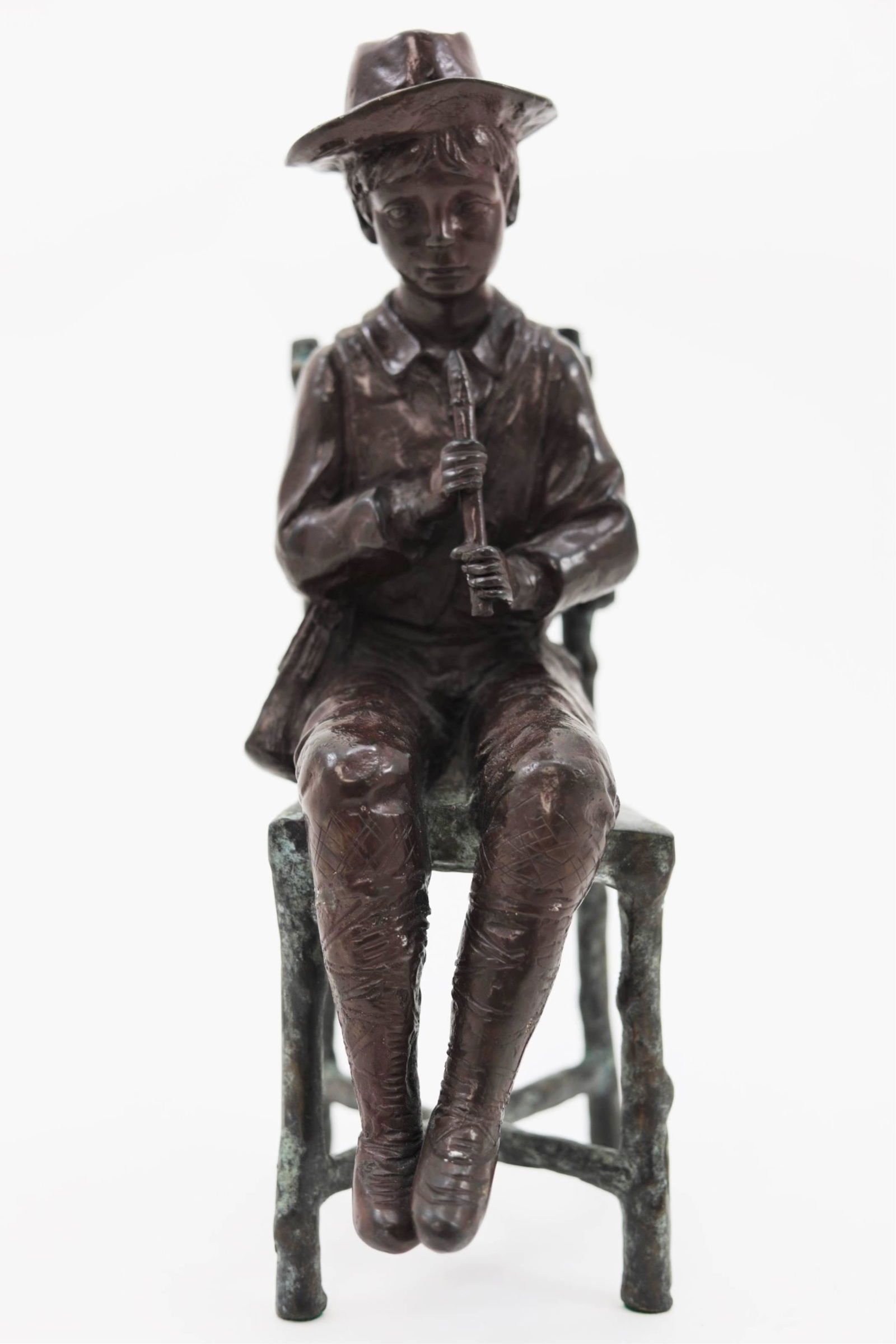 Maitland Smith Bronze Sculpture Boy w Flute (1 of 8)