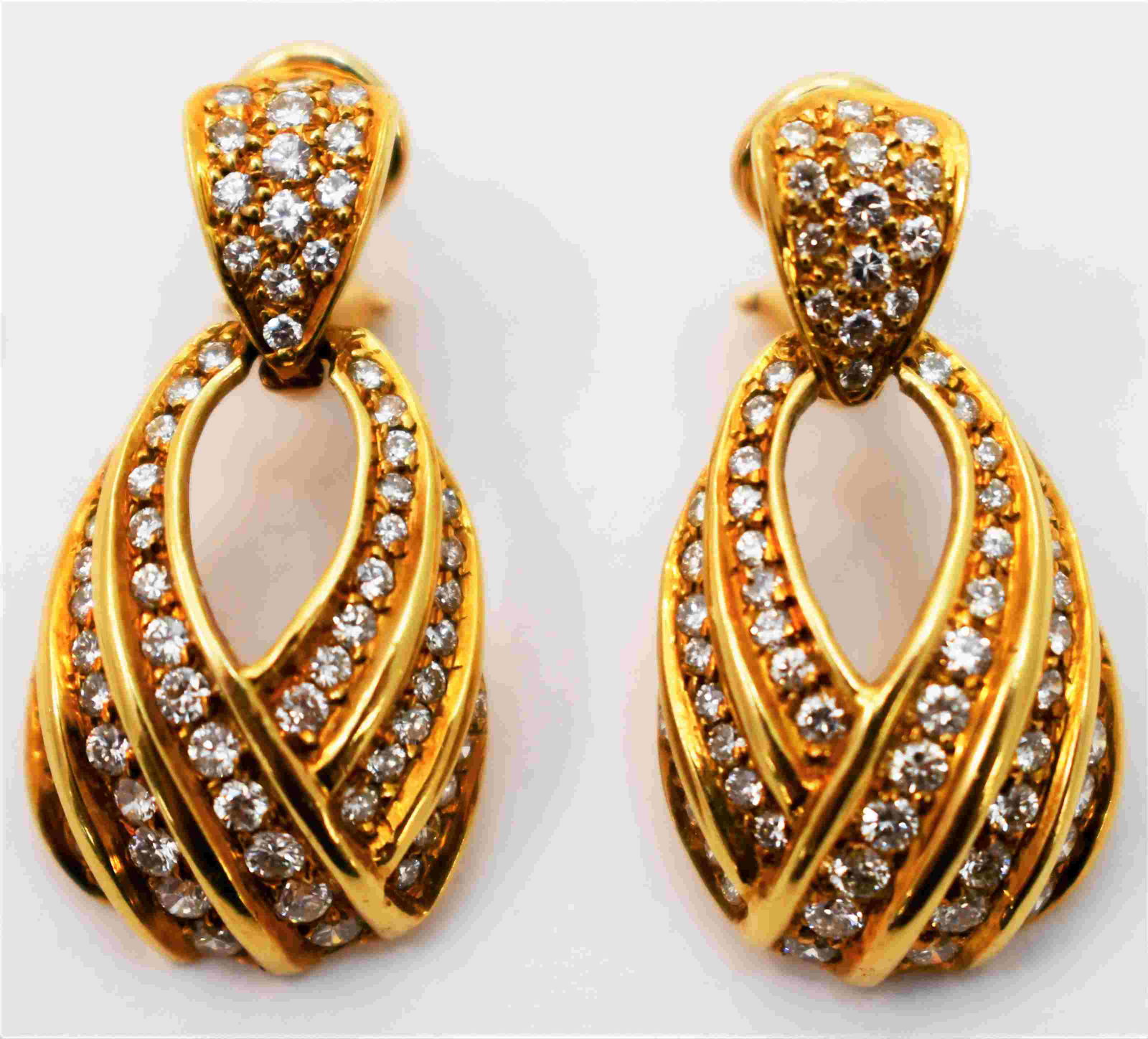 14k Gold Diamond Paved Drop Hinged Drape Earrings (1 of 5)