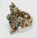 70's Brutalist 14k Gold Turquoise & Sapphire Ring