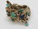 70's Brutalist 14k Gold Turquoise & Sapphire Ring - 2