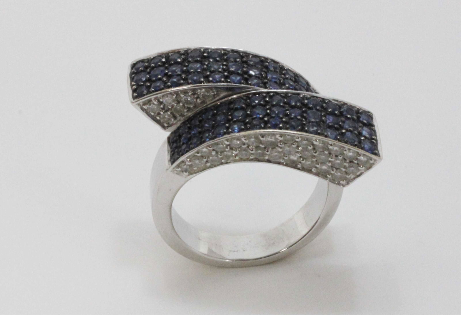 18k Gold Sapphire & Diamond Paved Geometric Ring (1 of 10)