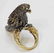 18k White & Yellow Gold Ring w a Jeweled Parrot