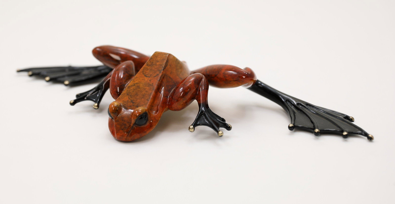 Large Tim ''Frogman'' Cotterill (UK b1950)TreeFrog: Large Tim ''Frogman'' Cotterill (UK b1950) Enameled bronze tree frog sculpture. Red enameled tree frog is signed and numbered 271/5000. Very good condition, loss to enamel under chin pad. Measures 17"
