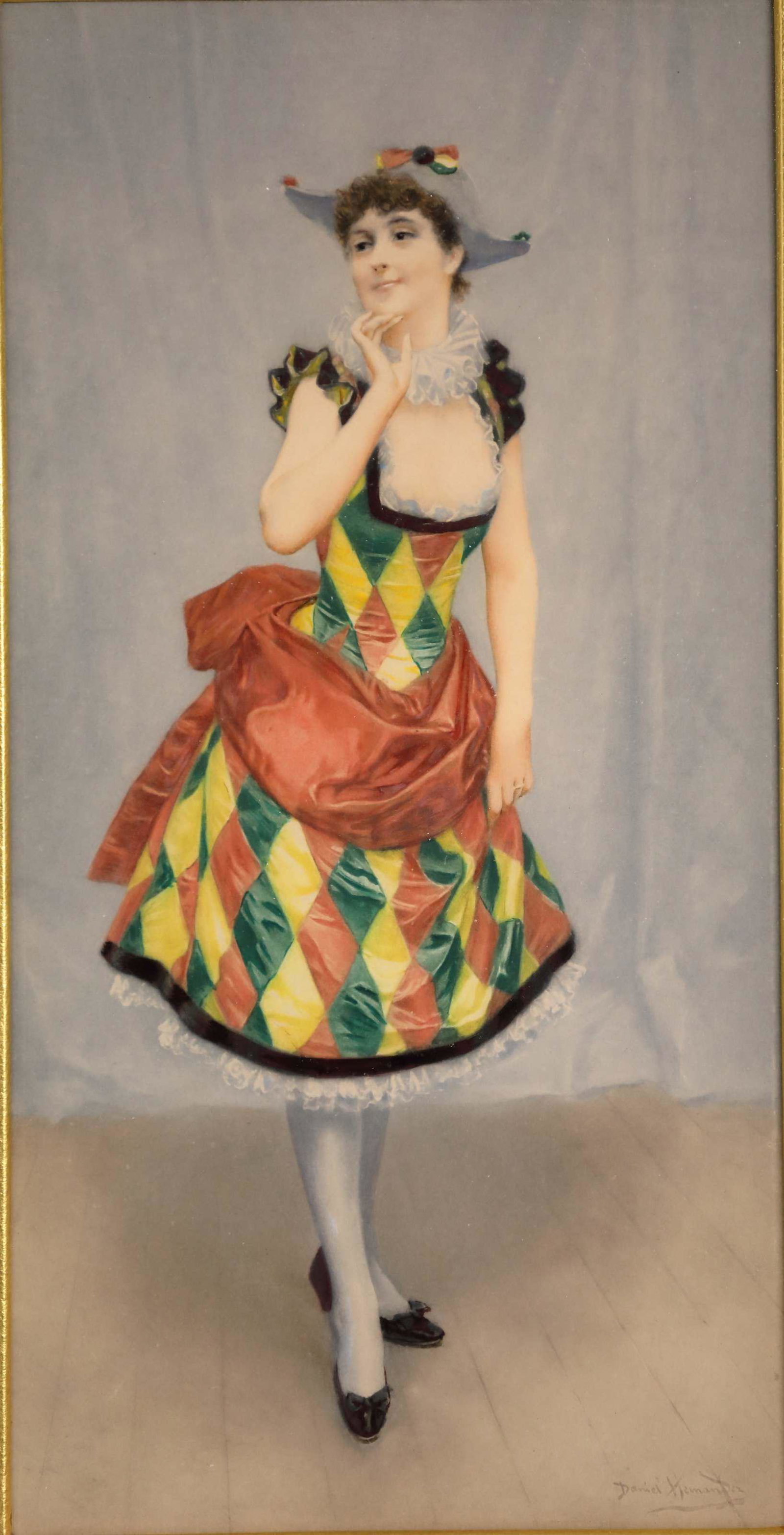 Daniel Morillo (1856 - 1932) Watercolor on Paper: Daniel Hernandez Morillo (1856 - 1932) Watercolor on paper of a young women. Spanish Peruvian artist, exhibited in the Paris Salons. Excellent condition. Art measures 6" x 12". Frame measures 15" x 21
