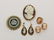 (5) Pc Gold Cameo Jewelry Lot: Earrings,Pins, Ring