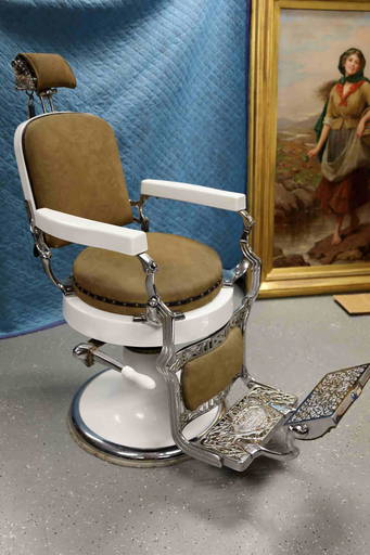 Antique Koken Barbers Chair W Enamel Chrome