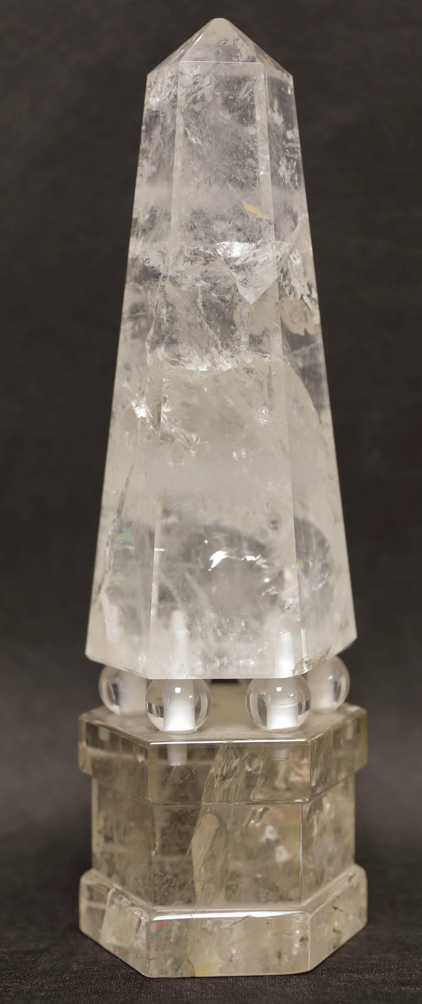 Vintage Rock Crystal Obelisk on Spheres w Base (1 of 4)