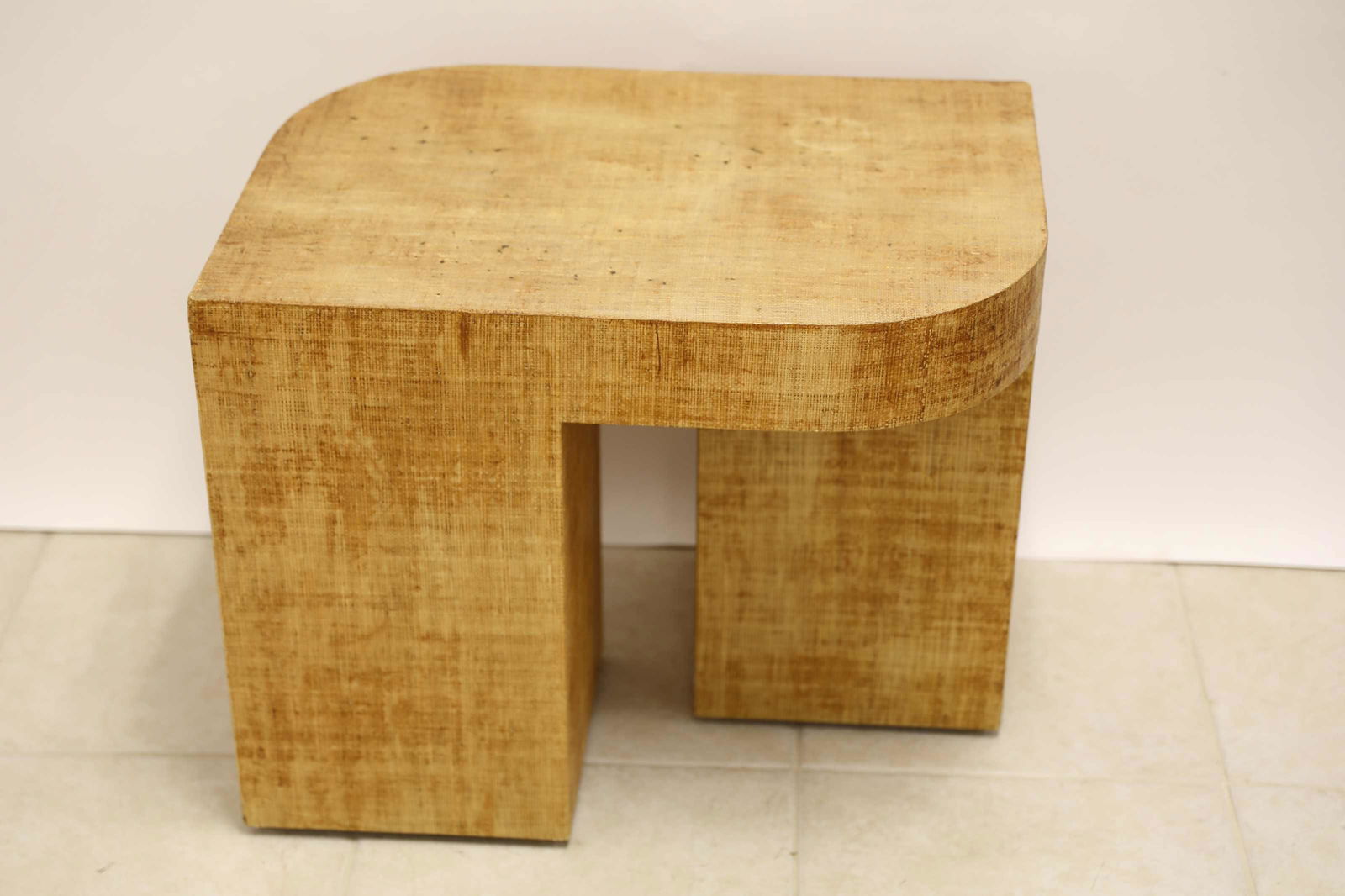 Geometric Form Grass Cloth Lamp Table (1 of 4)