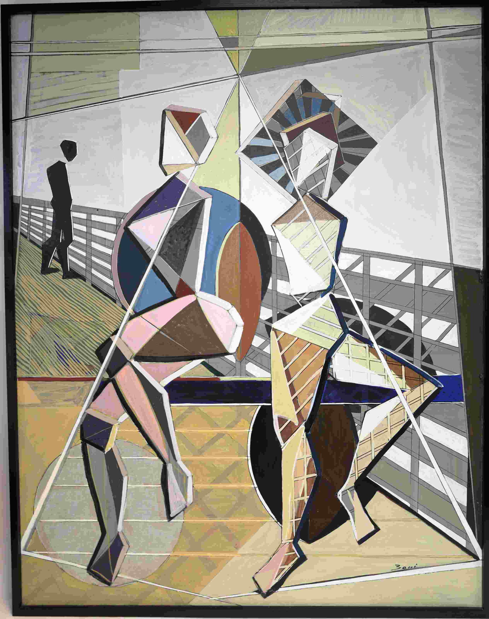 Cubist Impressionist Painting Signed "Zolli": Large Cubist Impressionist Painting Signed "Zolli". Excellent condition. Measures 46.5" x 59".