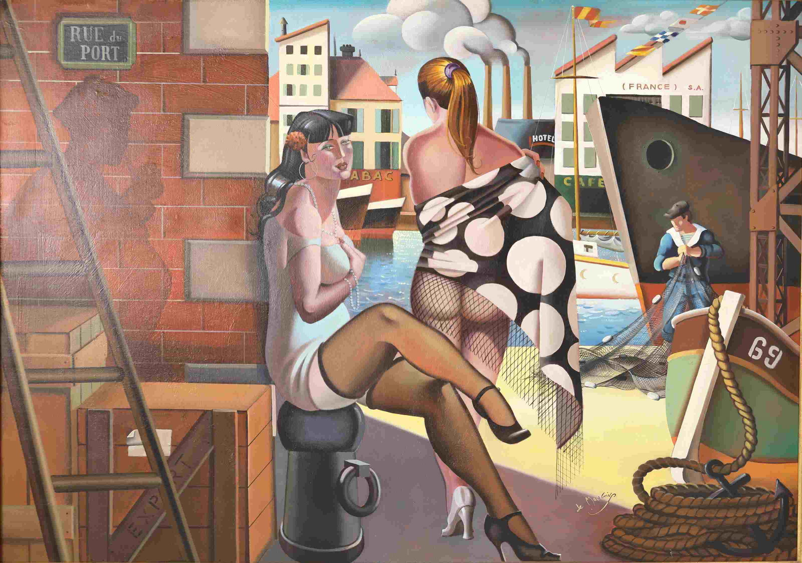 Pierre de Mougins (French b1966) Modern Port Scene (1 of 5)