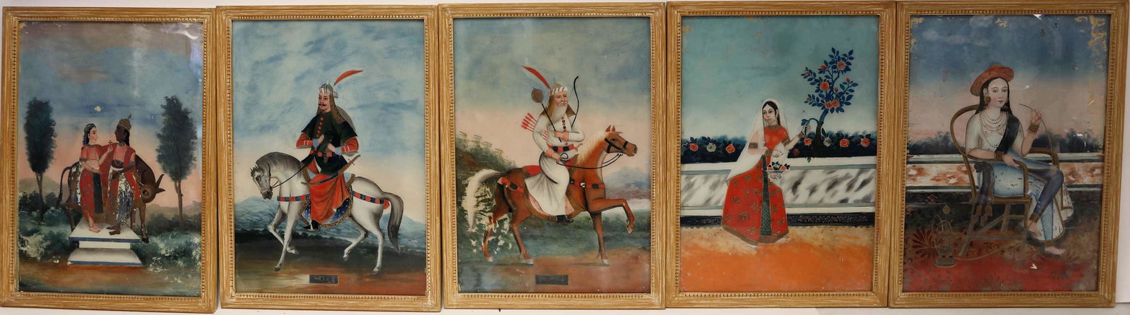 (5) Mughal Empire Portrait Reverse Paintings (1 of 4)