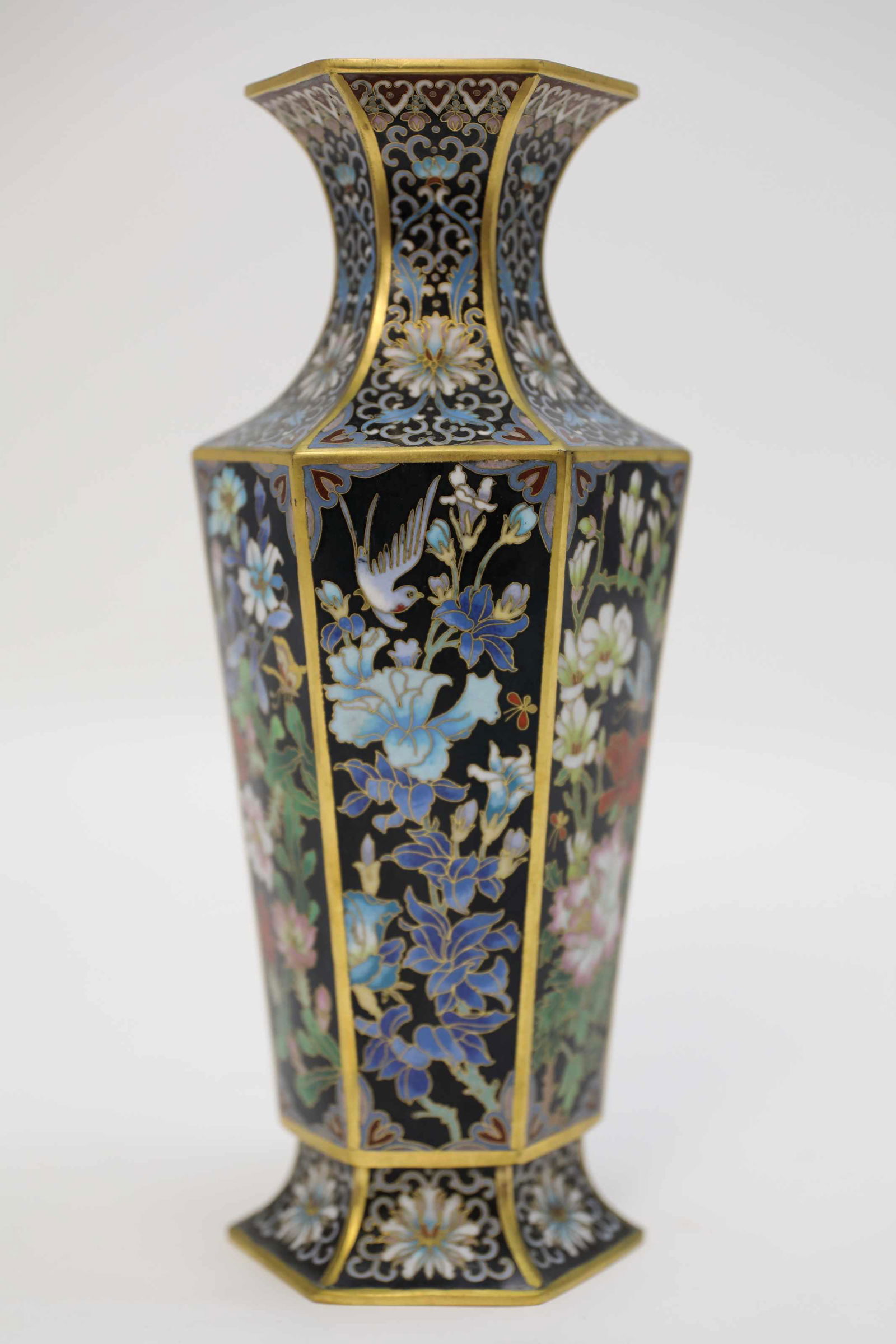 Chinese Cloisonne Enamel Hexagonal Form Vase (1 of 8)