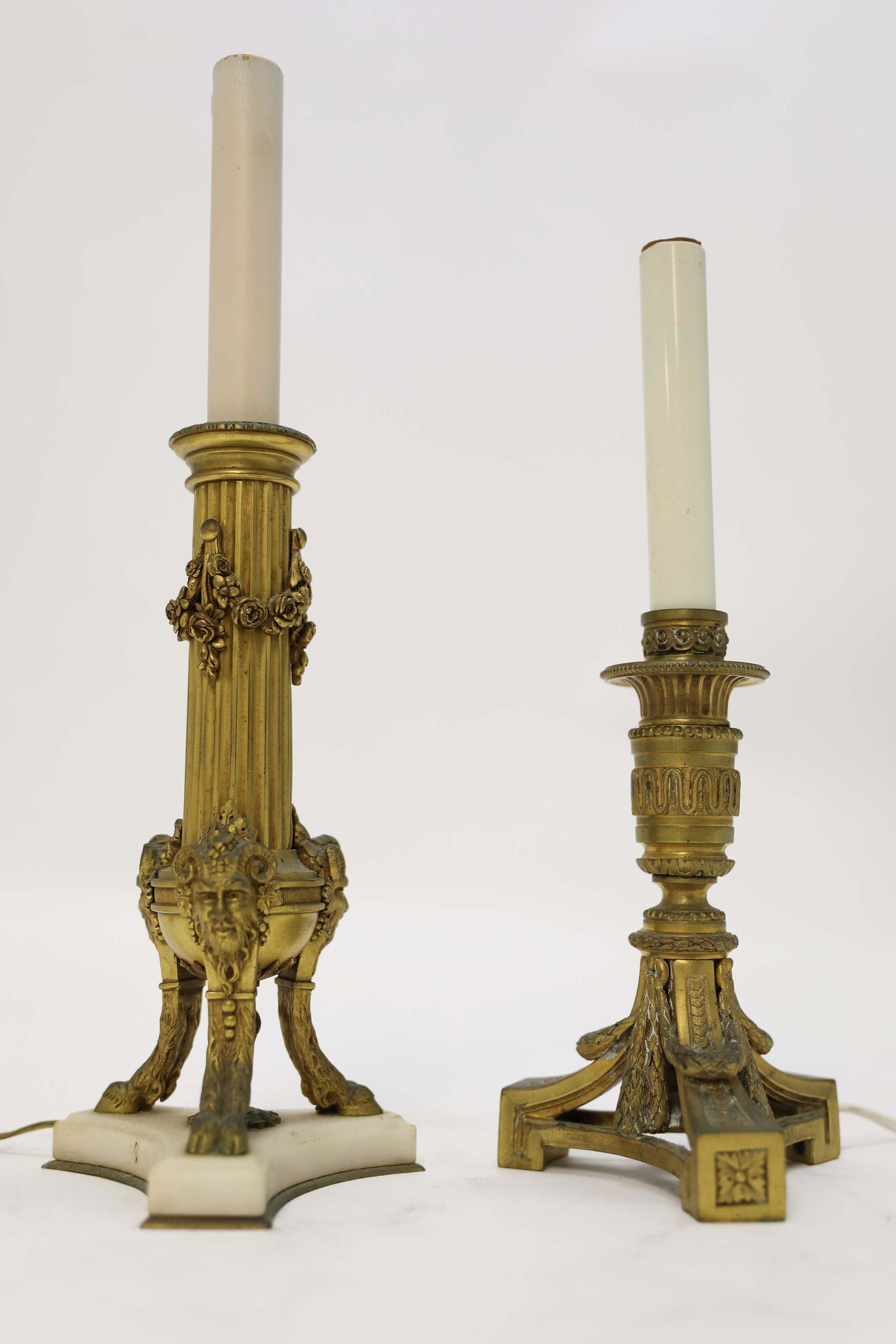 2- 19c French Empire Bronze Candle Holders / Lamps (1 of 3)