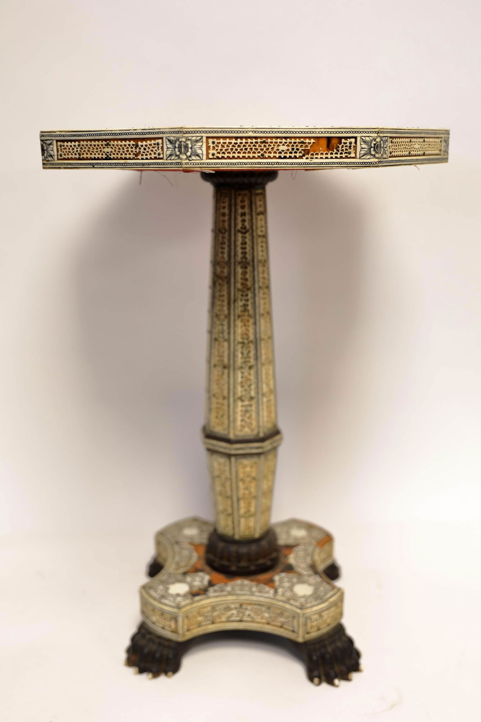 19c Mughal Empire Taboret Table w Tortoiseshell (1 of 8)