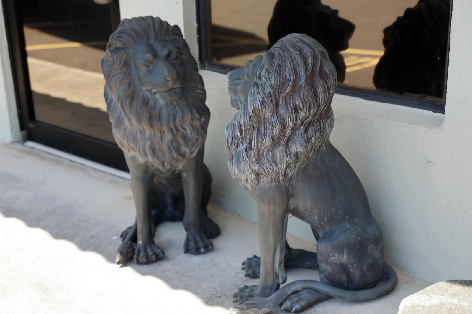 Pr Large Bronze Garden or Driveway Seated Lions (1 of 4)