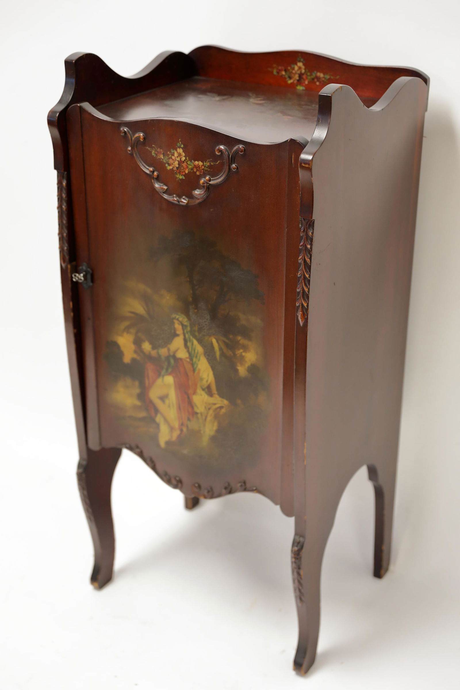 Antique Mahogany French Painted Music Cabinet (1 of 6)