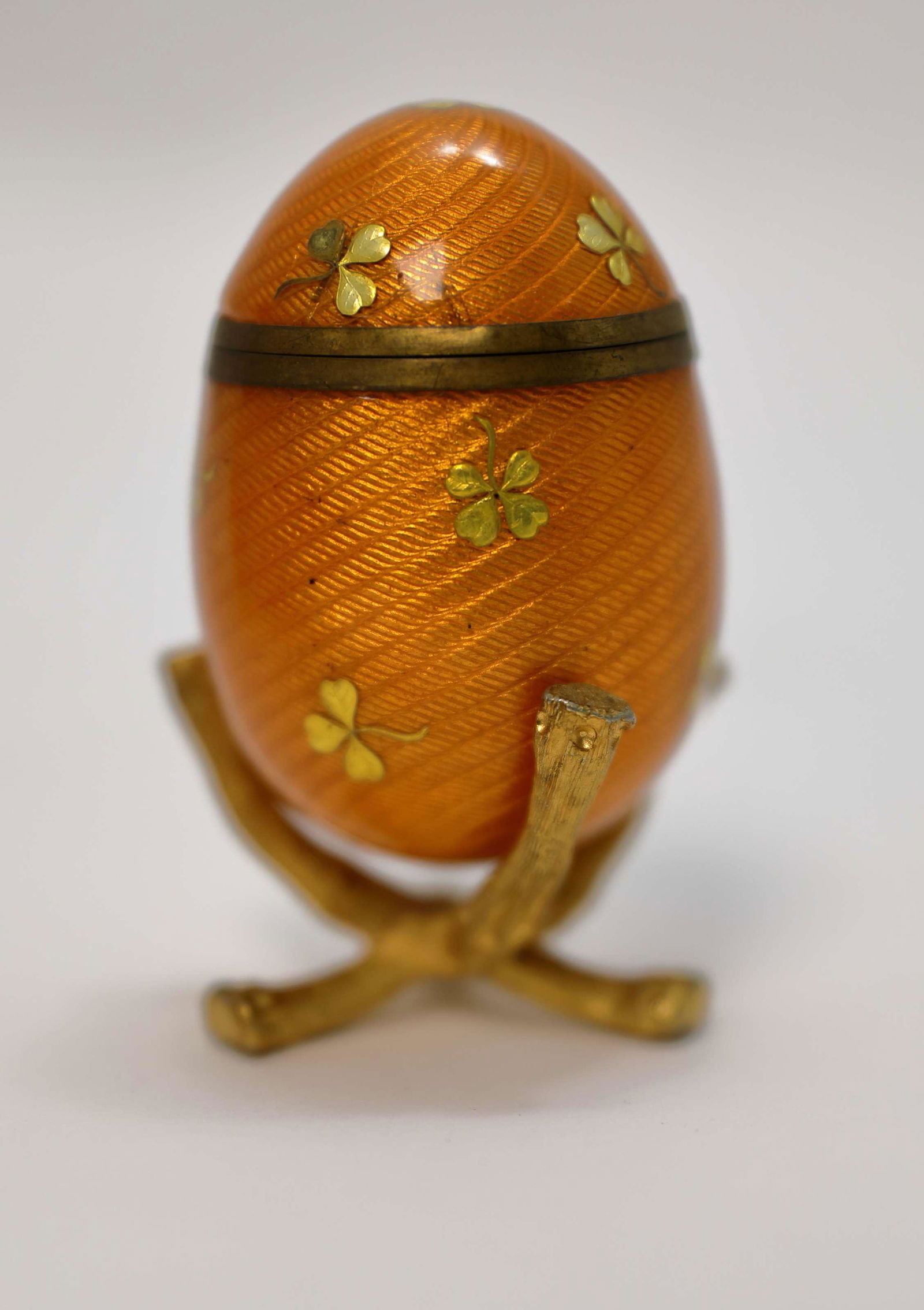 Enameled Egg Box w Gilt Bronze Twig Form Stand (1 of 4)