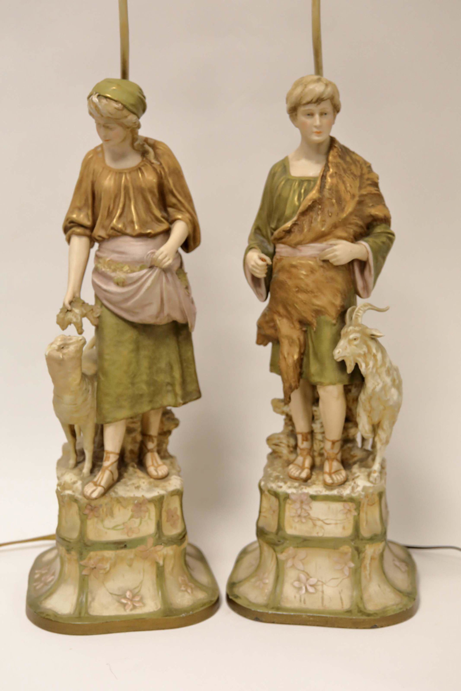 (2) Austrian Turn-Teplitz Amphora Shepherd Figures (1 of 4)