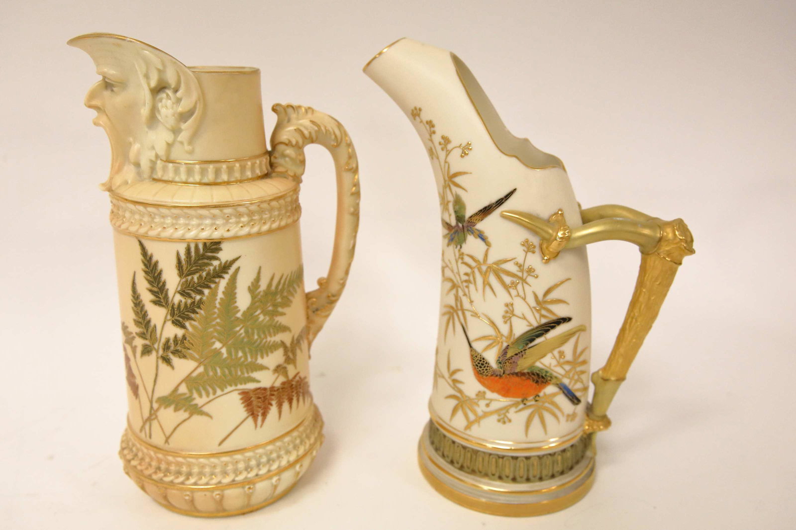 (2) 19c Royal Worcester Porcelain Water Pitchers (1 of 6)